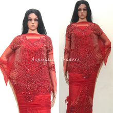 Load image into Gallery viewer, Alluring Red Handcrafted Heavy Crystal Stone Bling Beaded  Applique Blouse Patch - AB1015
