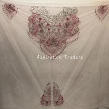 Load image into Gallery viewer, Gloomy Nigerian Green Crystal Stone French Beaded Sleeves Applique Blouse Patch - AB1014
