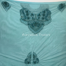 Load image into Gallery viewer, Gloomy Nigerian Green Crystal Stone French Beaded Sleeves Applique Blouse Patch - AB1014
