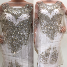 Load image into Gallery viewer, Snow White Heavily Shiny Crystal Stone Beaded Applique Blouse Patch - AB1016
