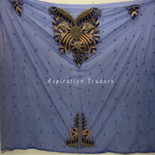 Load image into Gallery viewer, Snazzy Royal Blue Heavy Bling Work Pearl Beaded Applique Blouse Patch - AB1017
