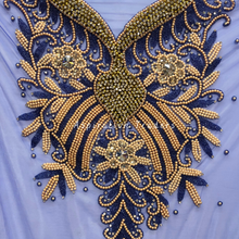 Load image into Gallery viewer, Snazzy Royal Blue Heavy Bling Work Pearl Beaded Applique Blouse Patch - AB1017
