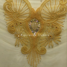 Load image into Gallery viewer, Pure Yellow Pearl &amp;  Rhinestone Beaded with Sleeves Applique Blouse Patch - AB1018
