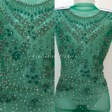 Load image into Gallery viewer, Fresh Sky Blue Rhinestone French Beaded Applique Blouse Patch - AB1022
