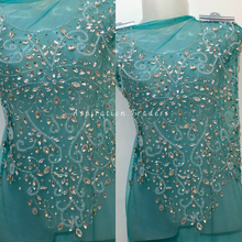 Load image into Gallery viewer, Gloomy Peach Minimal Crystal Stone Beaded Applique Blouse Patch - AB1024
