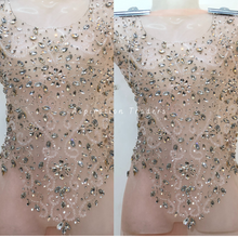 Load image into Gallery viewer, Gloomy Peach Minimal Crystal Stone Beaded Applique Blouse Patch - AB1024
