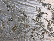 Load image into Gallery viewer, Super Sparkle Silver Rhinestone Full Length Bridal Applique on satin fabric - AP044
