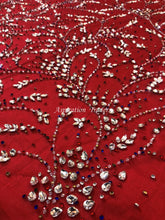 Load image into Gallery viewer, Bold Red Applique With Unique Crystal Work Designer Set AP078
