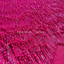 Load image into Gallery viewer, Stunning Pink Pearl &amp; Bling  Beaded  Fringes Worked Designer Applique Set - AP113
