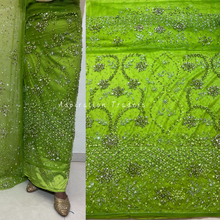 Load image into Gallery viewer, Graceful Green Heavy Crystal Stone Beaded George Wrapper Set - NLDG271
