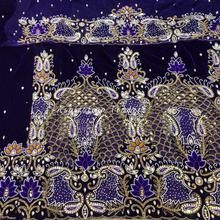 Load image into Gallery viewer, Bold Purple with Lacer Cut &amp; Net Patch Heavy Beaded Work Velvet George Wrapper Set- VG067
