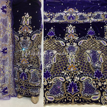 Load image into Gallery viewer, Bold Purple with Lacer Cut &amp; Net Patch Heavy Beaded Work Velvet George Wrapper Set- VG067
