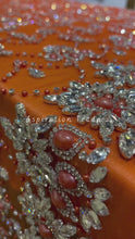 Load and play video in Gallery viewer, Flaming Orange with Crystal Stone  Beaded  Designer Applique Set - AP112
