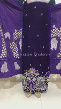 Load and play video in Gallery viewer, Bold Purple with Lacer Cut &amp; Net Patch Heavy Beaded Work Velvet George Wrapper Set- VG067
