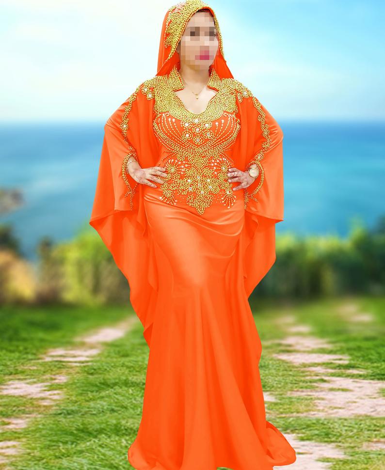 Embellished Beaded African Formal Dresses Gown Long Lycra Kaftan with