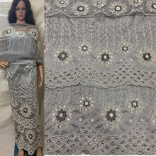 Load image into Gallery viewer, Heavy Beaded Ash Color Taffeta Silk George Fabric With Netlace Blouse- HB026
