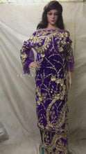 Load and play video in Gallery viewer, Beautiful High Grade Velvet Heavy Beaded George Wrapper with Net Blouse - VG018
